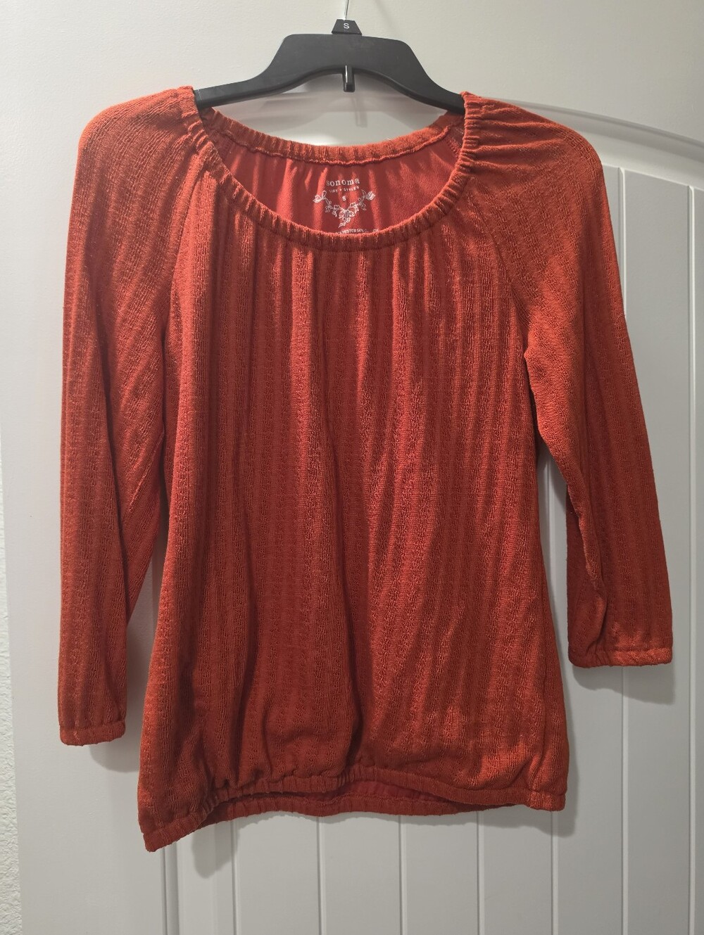 Sonoma Rust Orange Lightweight Long-Sleeve Peasant Top